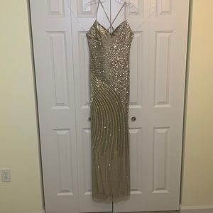 Amarra Long Gold Sequined Dress; Size 6